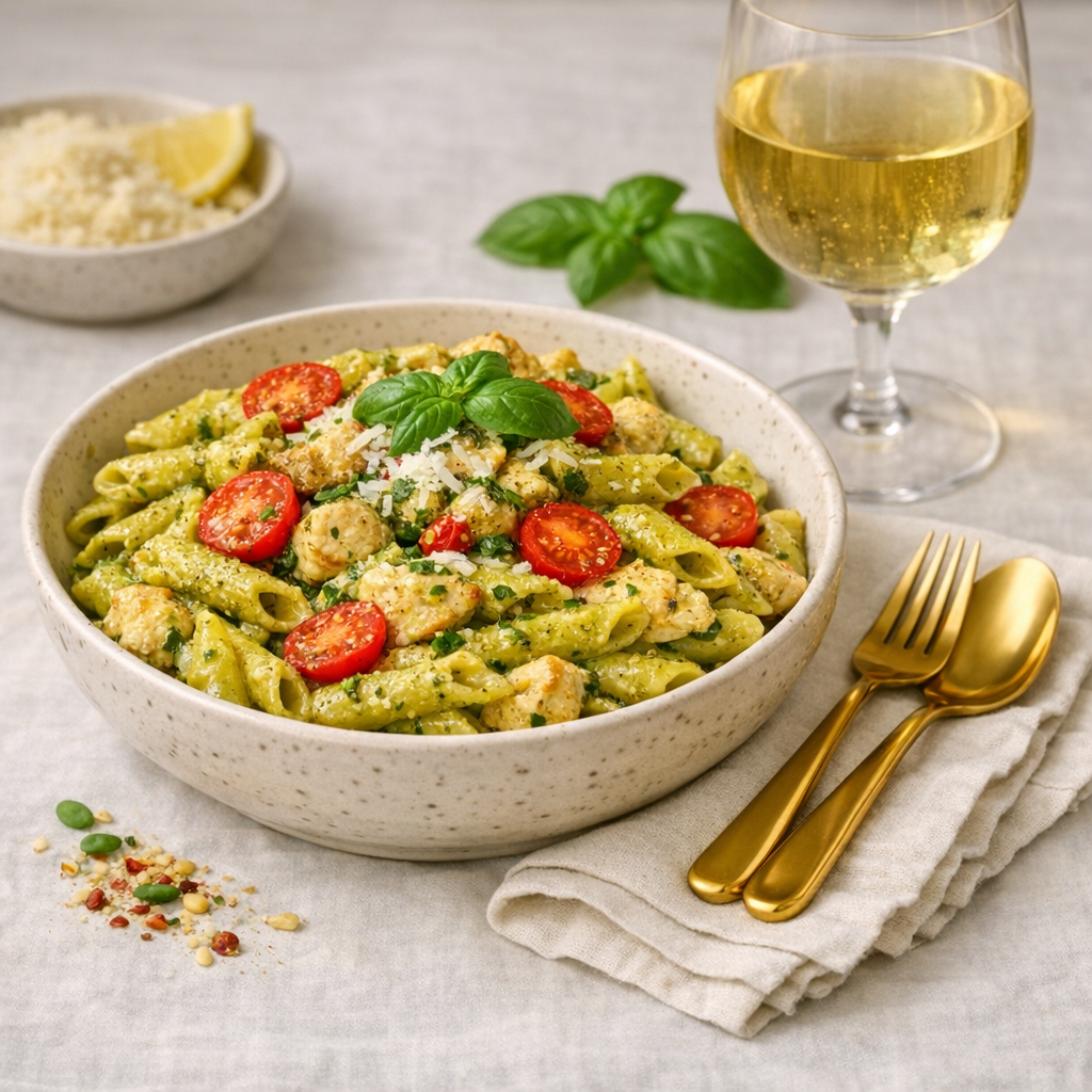 creamy pesto chicken pasta creamy pesto chicken pasta
