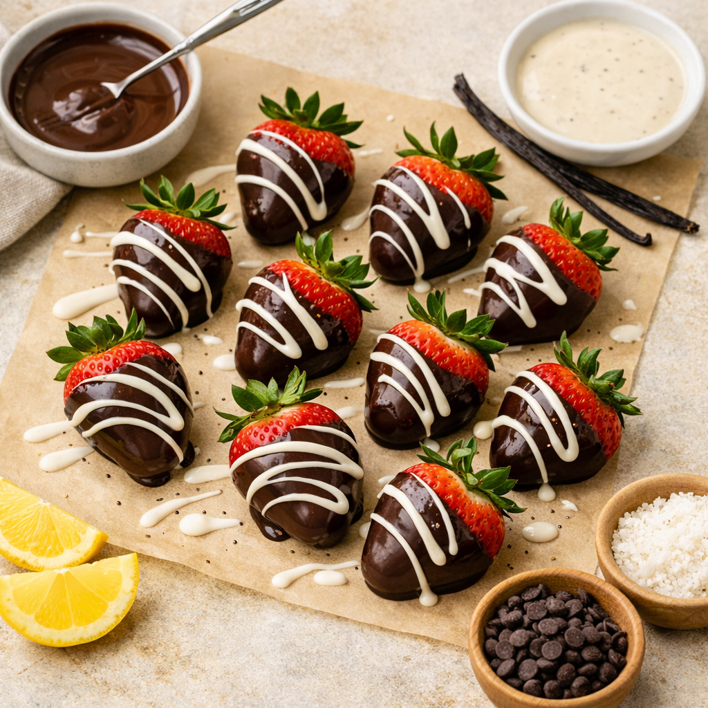 chocolate dipped strawberries with vanilla bean drizzle chocolate dipped strawberries with vanilla bean drizzle