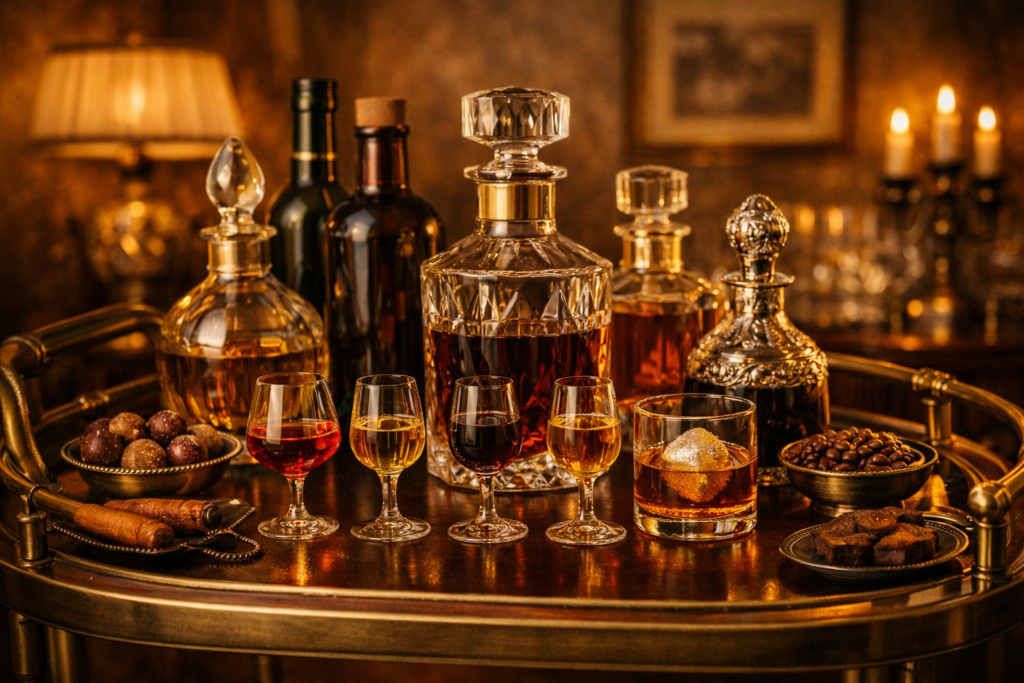 cordials on drink cart cordials on drink cart