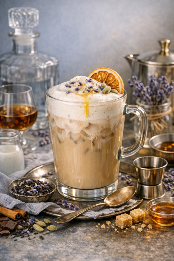earl grey lavender gin latte