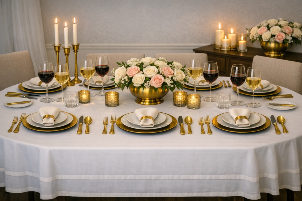Presentation formal table settng bold plating