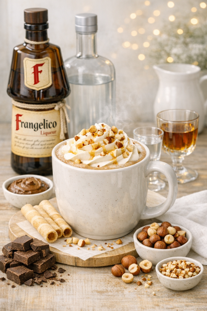 hazelnut white hot chocolate with frangelico and vodka