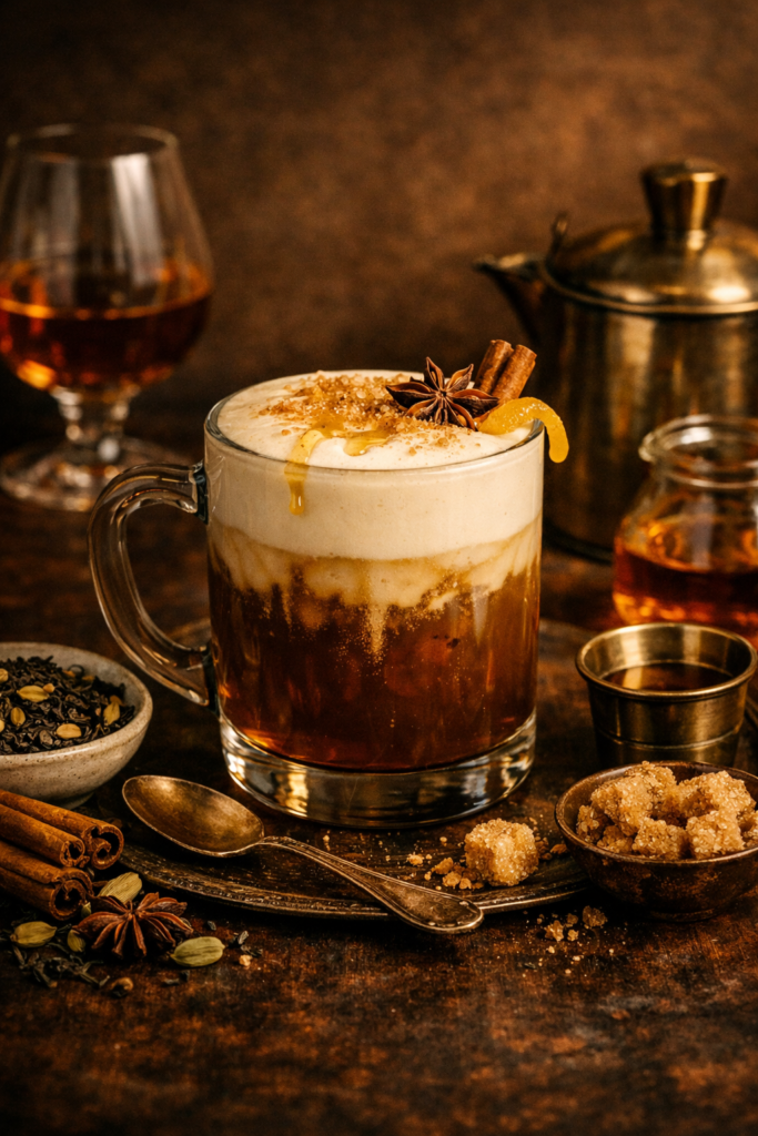 spiced chai brandy latte