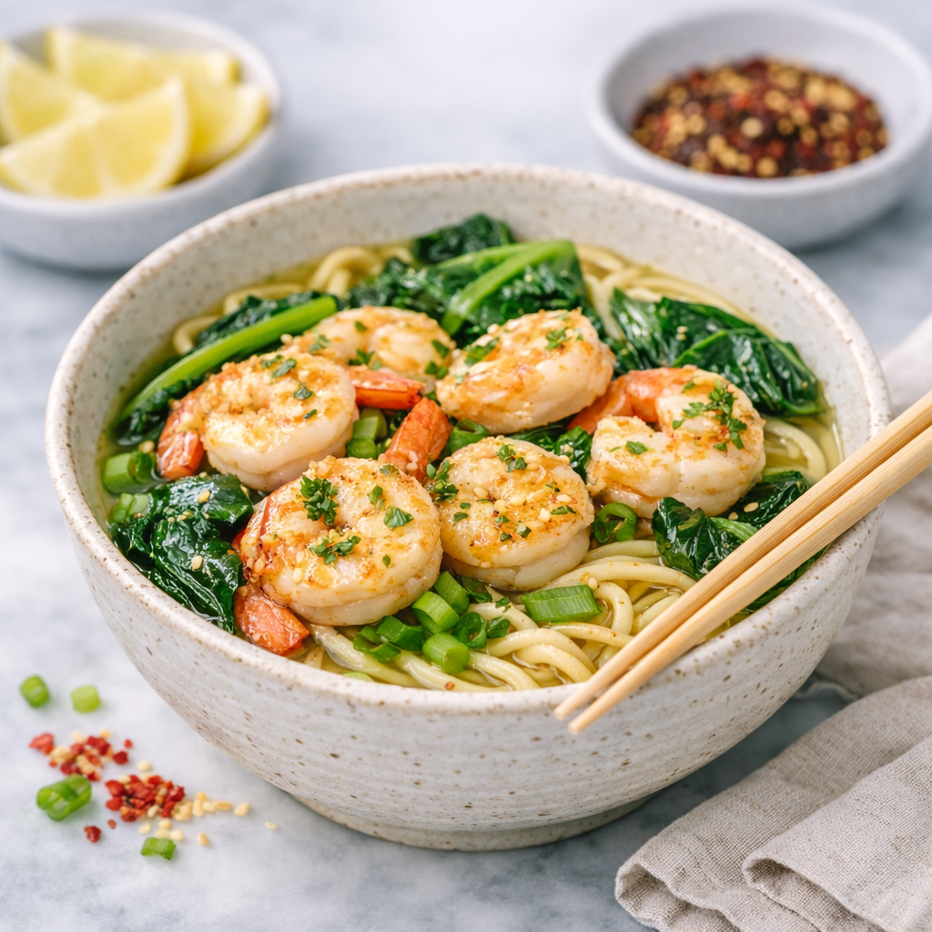 Bold Plating garlic butter shrimp ramen